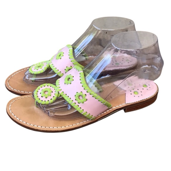 Jack Roger’s Pink Green Leather Sandals - Picture 4 of 13